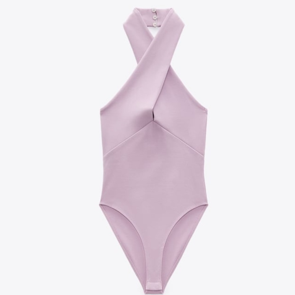 purple mauve halter one piece bodysuit - Picture 1 of 12